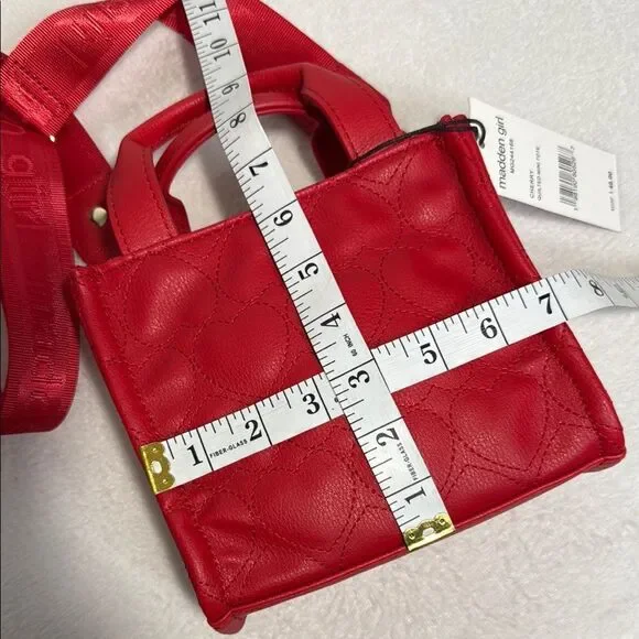 Madden Girl Cherry Hearts Red Quilted Handbag - Picture 11 of 11